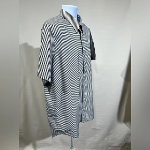 PAUL FREDRICK Black and white micro stripe button down size 17.5. - Picture 7 of 10